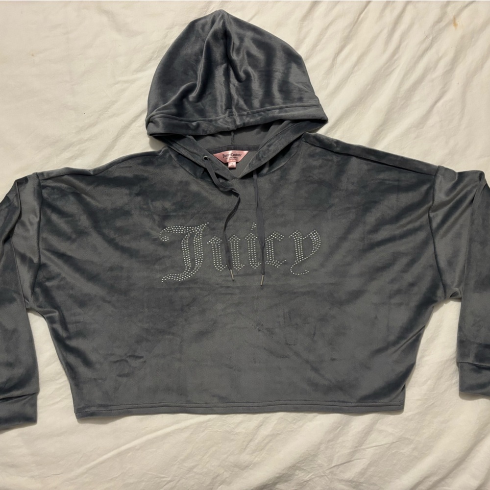 Juicy Couture Charcoal Velour Cropped Hoodie and Pants